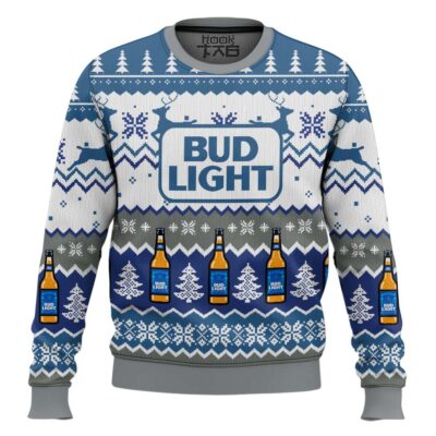 Hooktab Bud Light American Lager Ugly Christmas Sweater