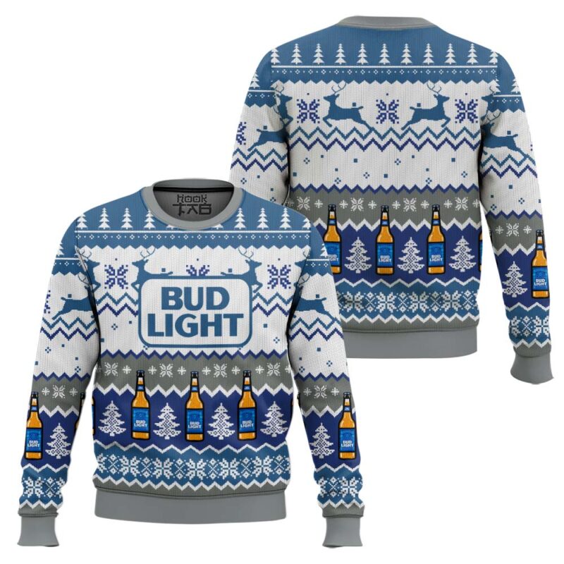 Hooktab Bud Light American Lager Ugly Christmas Sweater Hooktab Bud Light American Lager Ugly Christmas Sweater