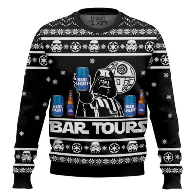 Hooktab Bud Light Bar Tours Ugly Christmas Sweater