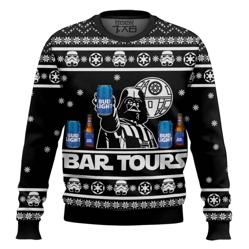 Hooktab Bud Light Bar Tours Ugly Christmas Sweater