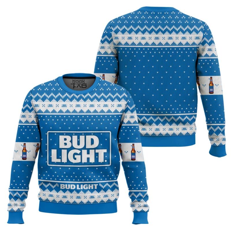 Hooktab Bud Light Beer Ugly Christmas Sweater Hooktab Bud Light Beer Ugly Christmas Sweater
