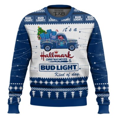 Hooktab Bud Light Hallmark Ugly Christmas Sweater