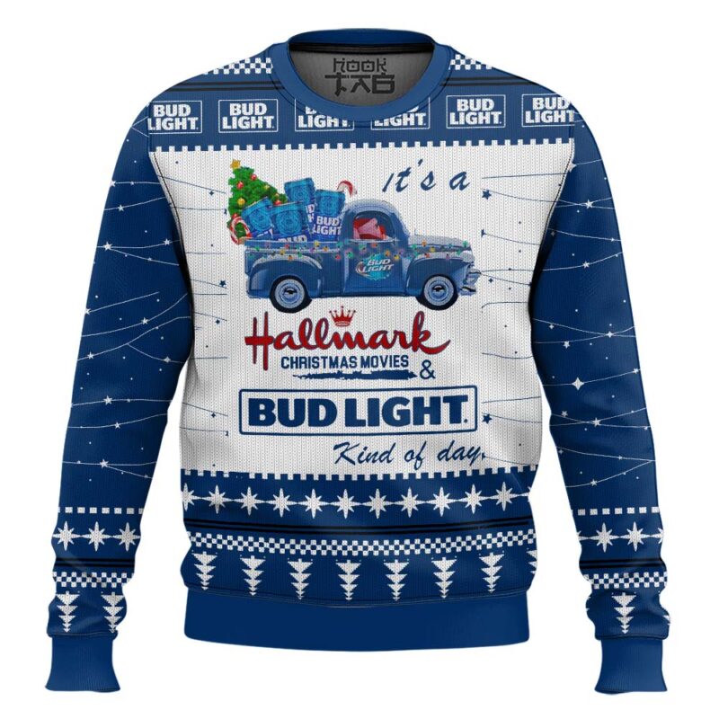 Hooktab Bud Light Hallmark Ugly Christmas Sweater