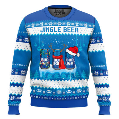 Hooktab Bud Light Jingle Beer Ugly Christmas Sweater