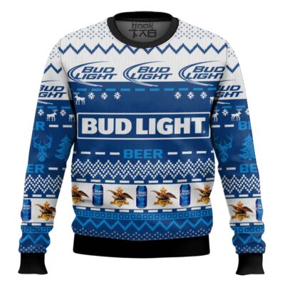Hooktab Bud Light Lager Ugly Christmas Sweater