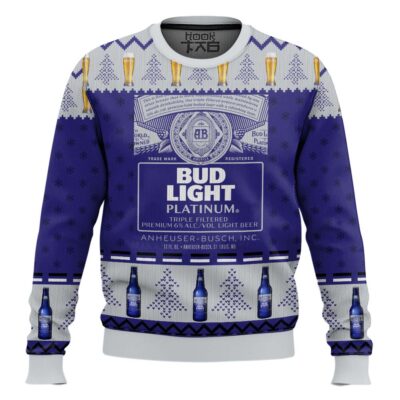 Hooktab Bud Light Platinum Ugly Christmas Sweater