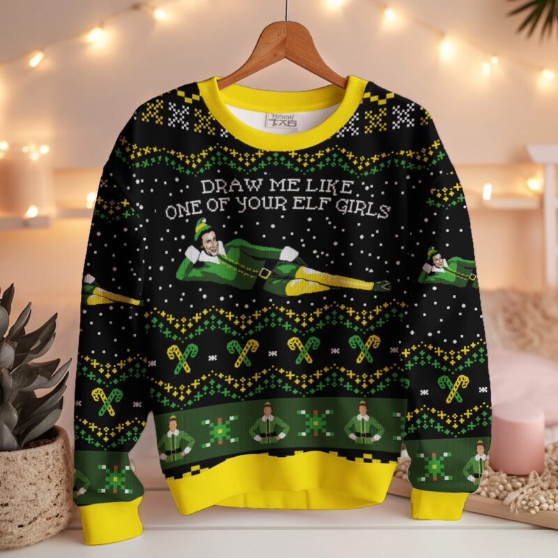 Hooktab Buddy Hobbs Draw Me Like One Of Your Elf Girls Ugly Christmas Sweater Hooktab Buddy Hobbs Draw Me Like One Of Your Elf Girls Ugly Christmas Sweater