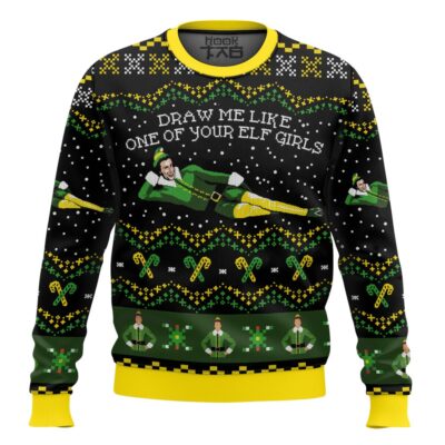 Hooktab Buddy Hobbs Draw Me Like One Of Your Elf Girls Ugly Christmas Sweater