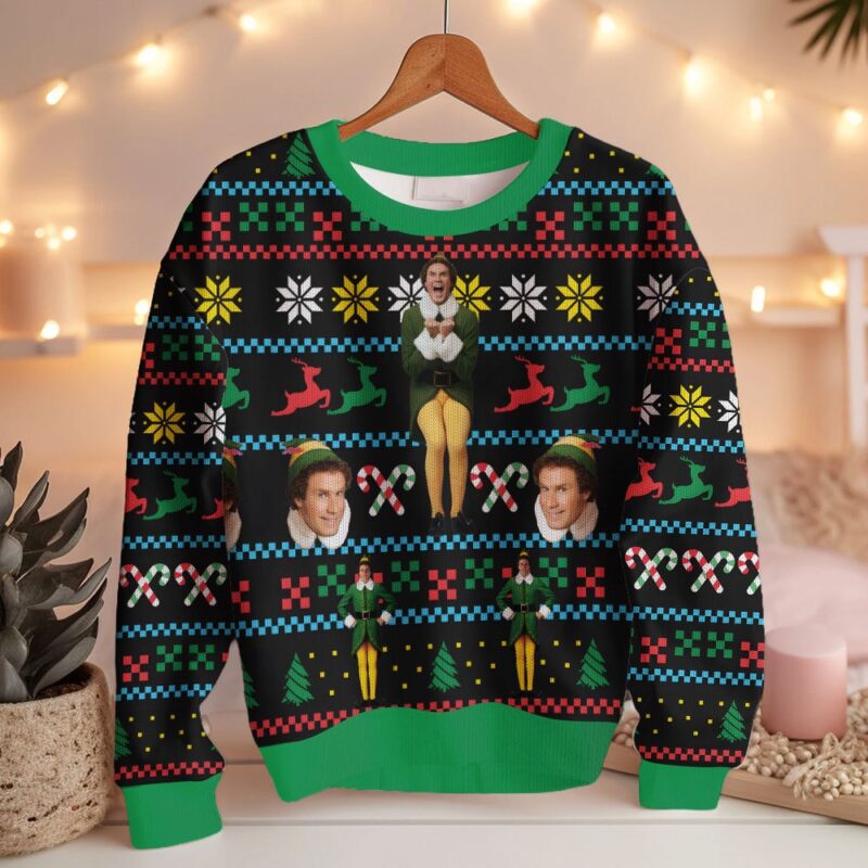 Hooktab Buddy Hobbs Elf Ugly Christmas Sweater Hooktab Buddy Hobbs Elf Ugly Christmas Sweater