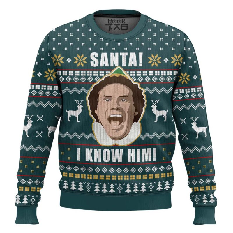 Hooktab Buddy Santa I Know Him Elf Ugly Christmas Sweater