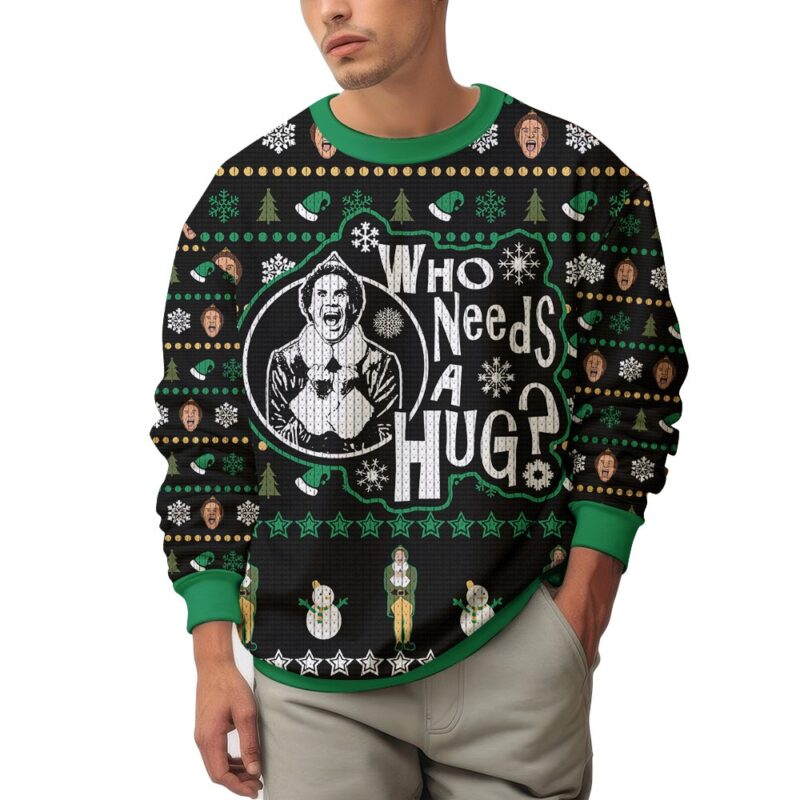 Hooktab Buddy Who Needs A Hug Elf Ugly Christmas Sweater Hooktab Buddy Who Needs A Hug Elf Ugly Christmas Sweater
