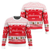 Hooktab Budweiser American Beer Ugly Christmas Sweater