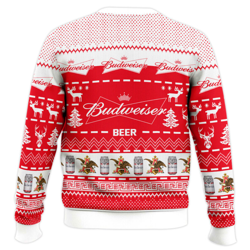 Hooktab Budweiser American Beer Ugly Christmas Sweater Hooktab Budweiser American Beer Ugly Christmas Sweater