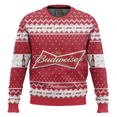 Hooktab Budweiser American Lager Ugly Christmas Sweater