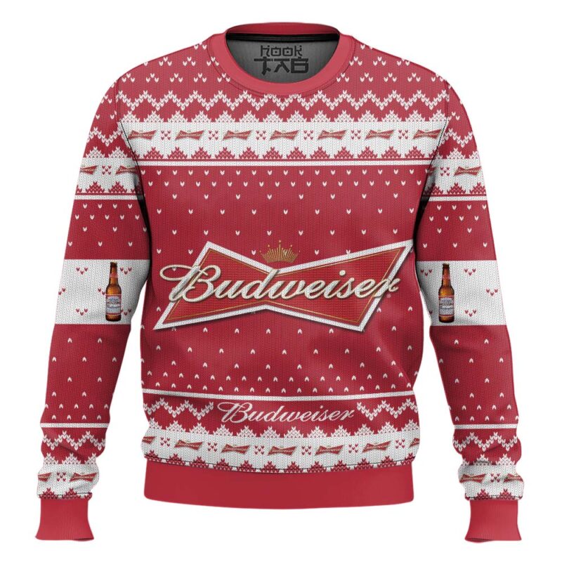 Hooktab Budweiser American Lager Ugly Christmas Sweater