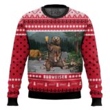 Hooktab Budweiser Bear Ugly Christmas Sweater