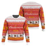 Hooktab Budweiser Beer Ugly Christmas Sweater