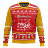 Hooktab Budweiser In My Vein Ugly Christmas Sweater