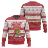Hooktab Budweiser Is Coming Ugly Christmas Sweater