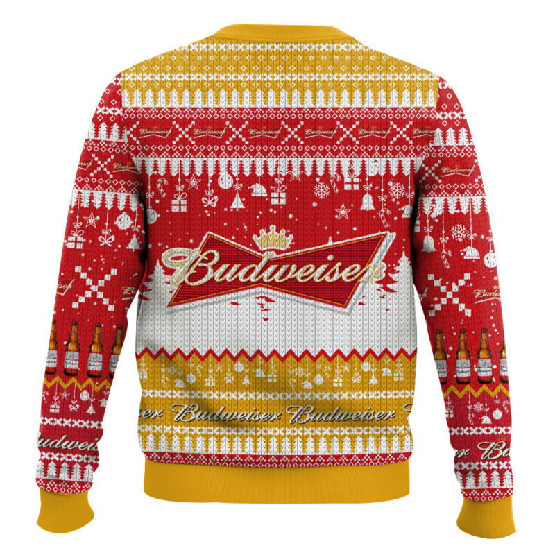 Hooktab Budweiser Lager Beer Ugly Christmas Sweater Hooktab Budweiser Lager Beer Ugly Christmas Sweater