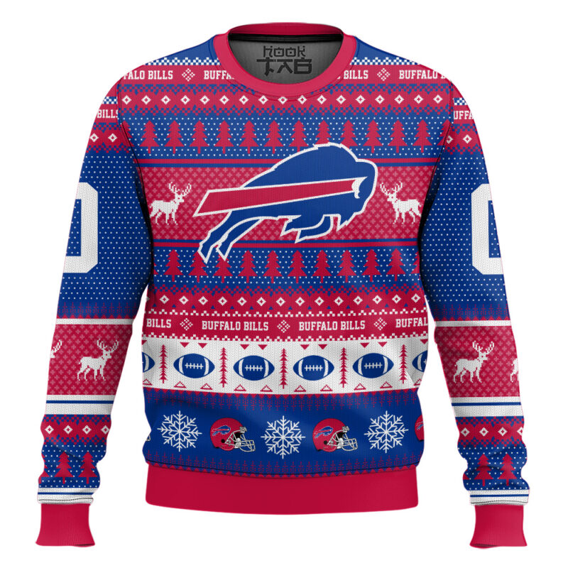 Hooktab Buffalo Bills - Custom Name And Number Ugly Sweater