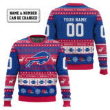 Hooktab Buffalo Bills - Custom Name And Number Ugly Sweater