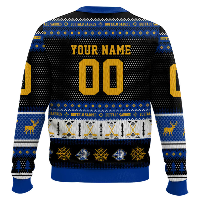 Hooktab Buffalo Sabres - Custom Name And Number Ugly Sweater Hooktab Buffalo Sabres - Custom Name And Number Ugly Sweater