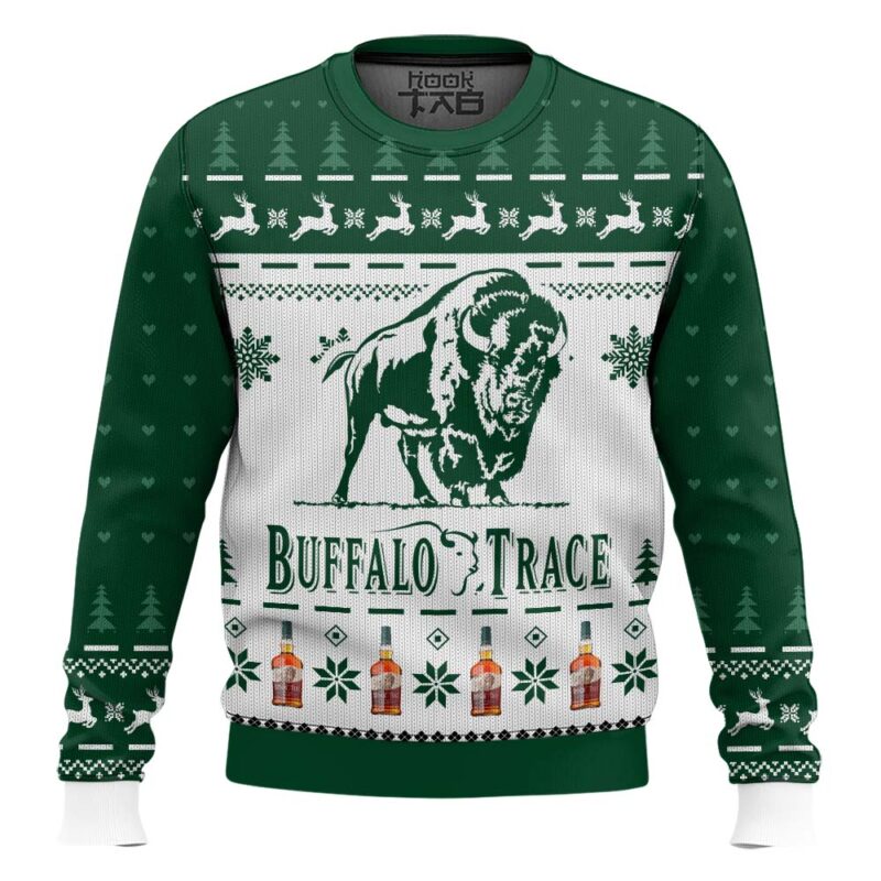 Hooktab Buffalo Trace American Bourbon Ugly Christmas Sweater
