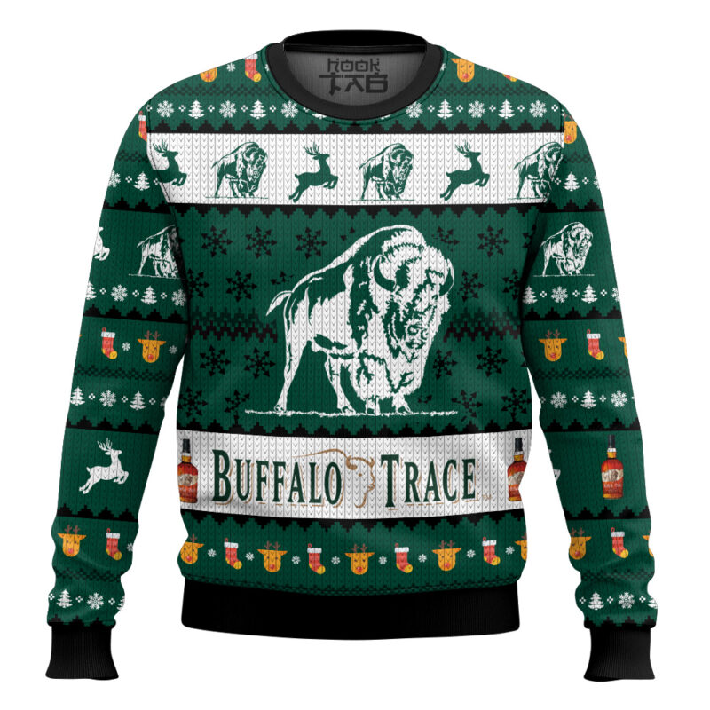 Hooktab Buffalo Trace Bourbon Ugly Christmas Sweater