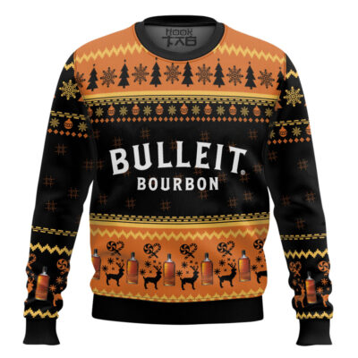 Hooktab Bulleit Bourbon Whiskey Ugly Christmas Sweater