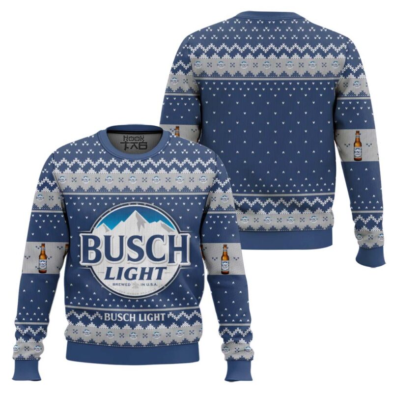 Hooktab Busch Light American Beer Ugly Christmas Sweater Hooktab Busch Light American Beer Ugly Christmas Sweater