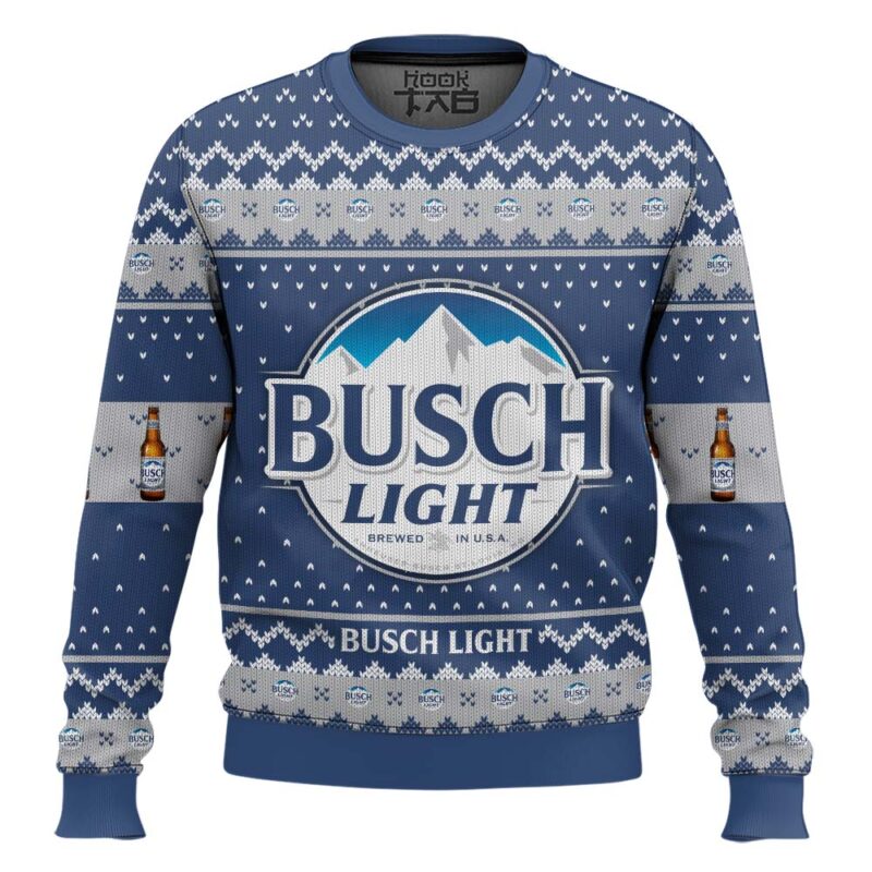 Hooktab Busch Light American Beer Ugly Christmas Sweater