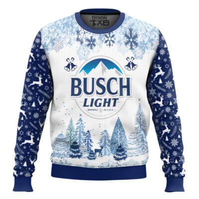 Hooktab Busch Light American Lager Ugly Christmas Sweater