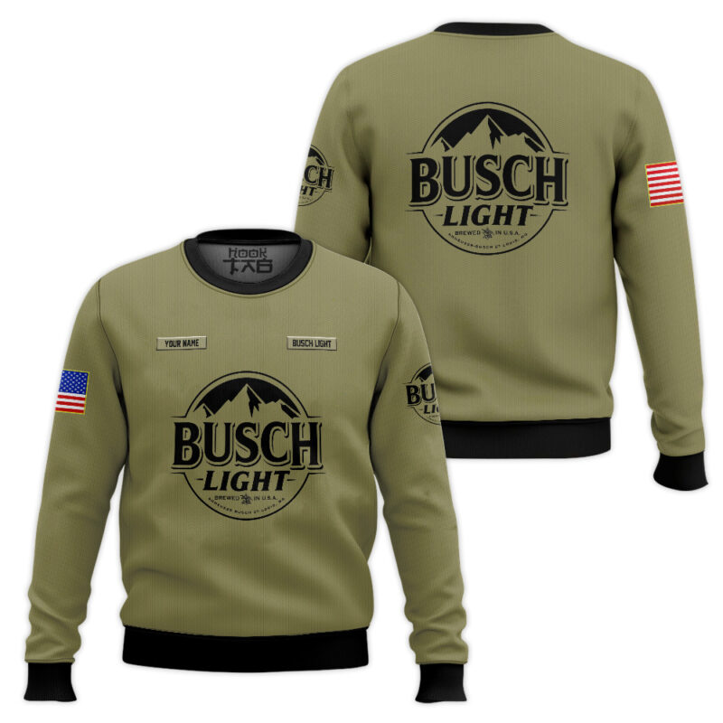 Hooktab Busch Light Camo - Custom Name Ugly Christmas Sweater Hooktab Busch Light Camo - Custom Name Ugly Christmas Sweater