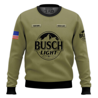 Hooktab Busch Light Camo - Custom Name Ugly Christmas Sweater