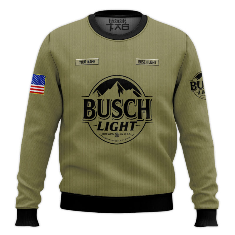 Hooktab Busch Light Camo - Custom Name Ugly Christmas Sweater
