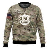 Hooktab Busch Light Camo Ugly Christmas Sweater
