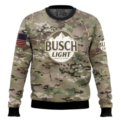 Hooktab Busch Light Camo Ugly Christmas Sweater