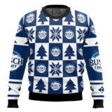 Hooktab Busch Light Christmas Checkered Ugly Christmas Sweater
