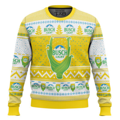 Hooktab Busch Light Corn Ugly Christmas Sweater