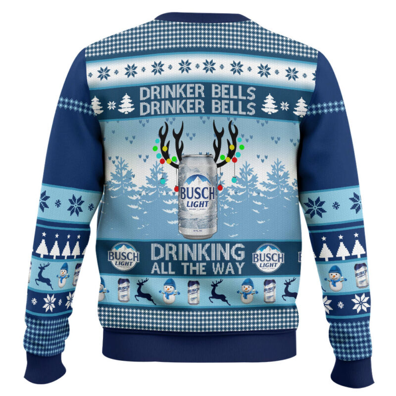 Hooktab Busch Light Drinker Bells Ugly Christmas Sweater Hooktab Busch Light Drinker Bells Ugly Christmas Sweater