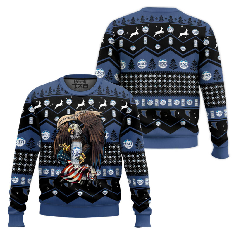 Hooktab Busch Light Eagle Ugly Christmas Sweater Hooktab Busch Light Eagle Ugly Christmas Sweater