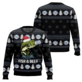 Hooktab Busch Light Fish And Beer Ugly Christmas Sweater