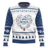 Hooktab Busch Light Heart Ugly Christmas Sweater