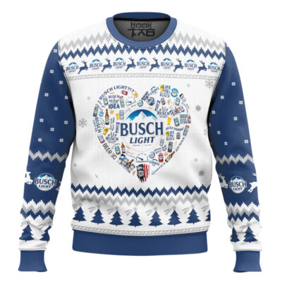 Hooktab Busch Light Heart Ugly Christmas Sweater