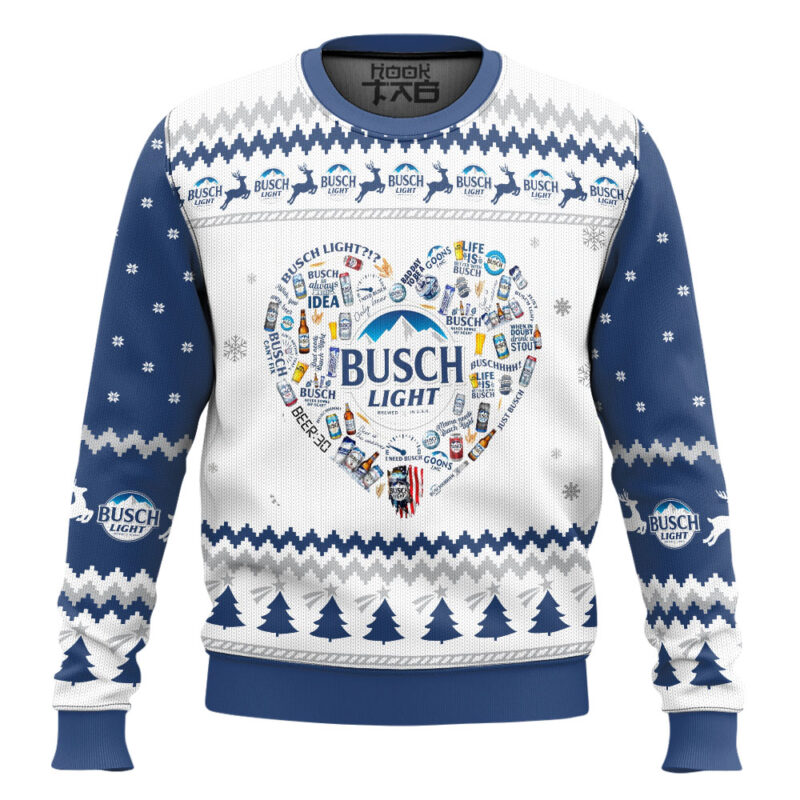 Hooktab Busch Light Heart Ugly Christmas Sweater