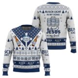 Hooktab Busch Light Lager Beer Ugly Christmas Sweater