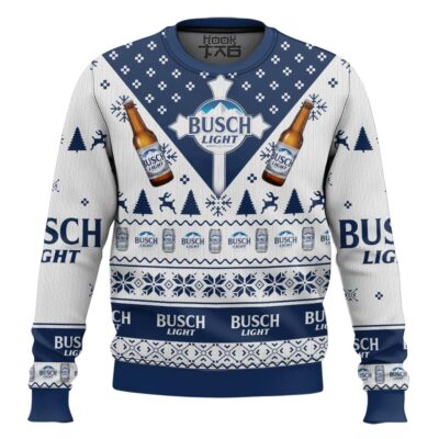 Hooktab Busch Light Lager Beer Ugly Christmas Sweater