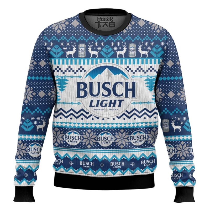 Hooktab Busch Light Lager Ugly Christmas Sweater
