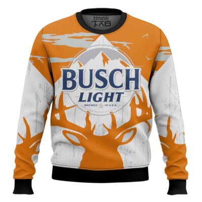 Hooktab Busch Light Reindeer - Custom Name Ugly Christmas Sweater